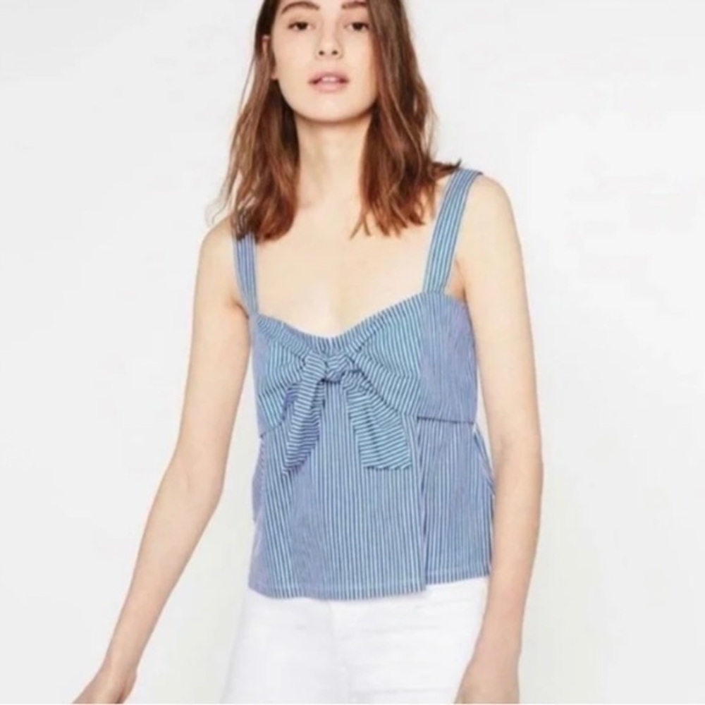 Zara Trafulac Mock Tie Blouse Size Small
